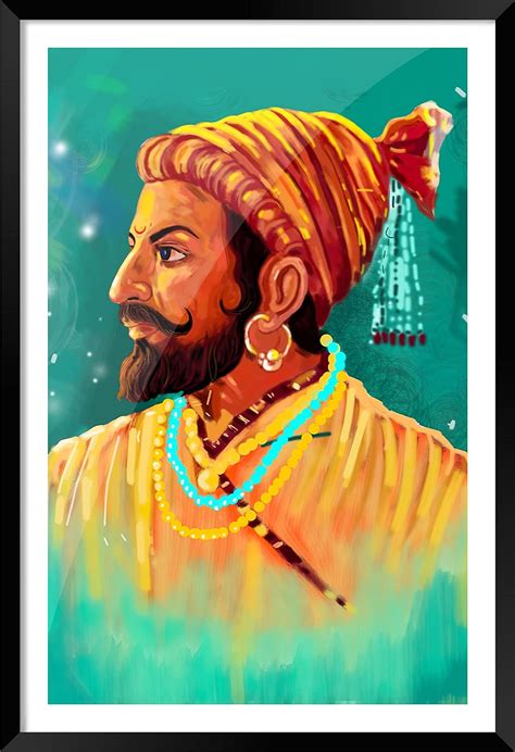 DBrush Shivaji Maharaj Artwork Wall Photo Framed Brush Painting Poster ...