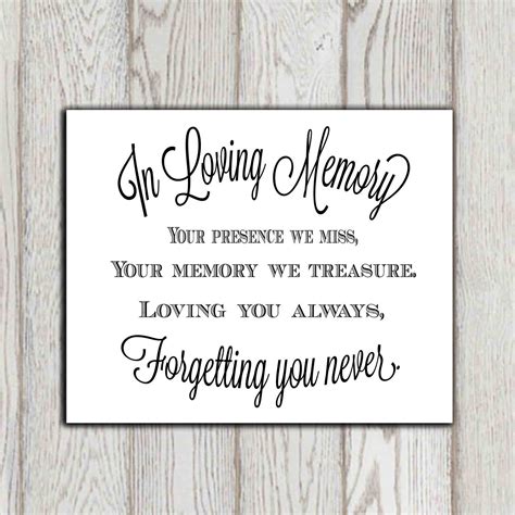 In Loving Memory of Print Memorial Table Wedding Memorial Sign Memorial ...