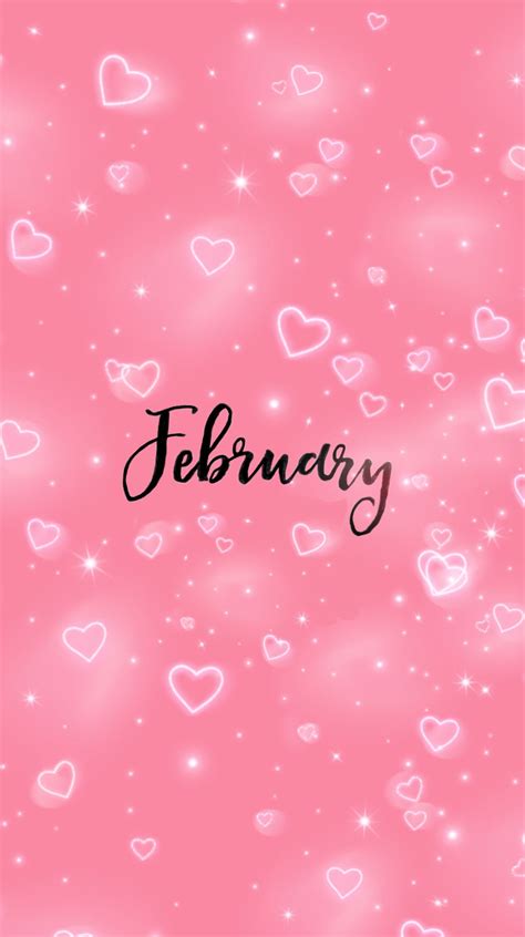 February 2024 Wallpaper with Pink Hearts