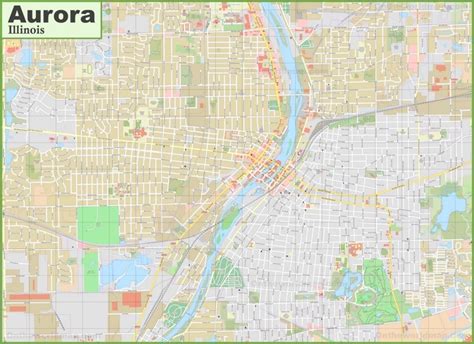 Large detailed map of Aurora (Illinois)