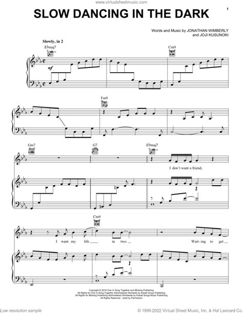 Slow Dancing In The Dark sheet music for voice, piano or guitar