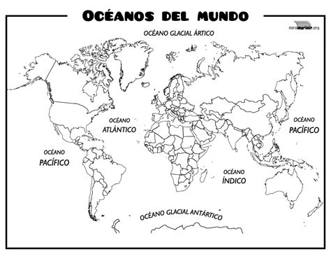 Mapa De Continentes Y Oceanos Para Imprimir - Estudiar