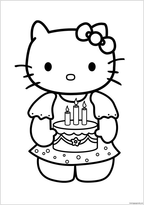 Hello Kitty Happy birthday Coloring Pages - Cartoons Coloring Pages ...