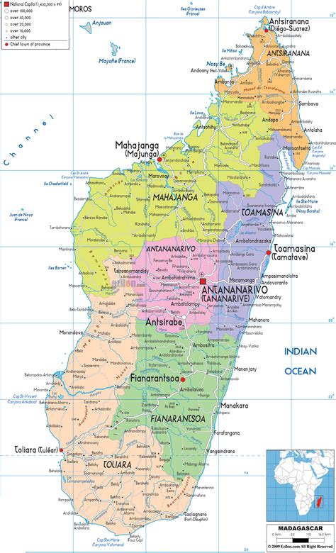 Detailed Political Map of Madagascar - Ezilon Maps