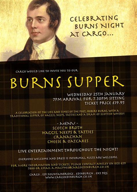 the poster for burns supper is shown