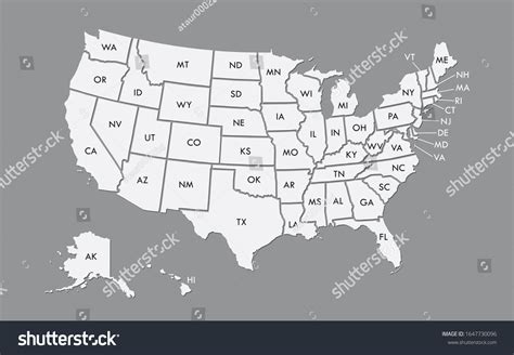 Usa Map Land Area Vector State Stock Vector (Royalty Free) 1647730096 ...