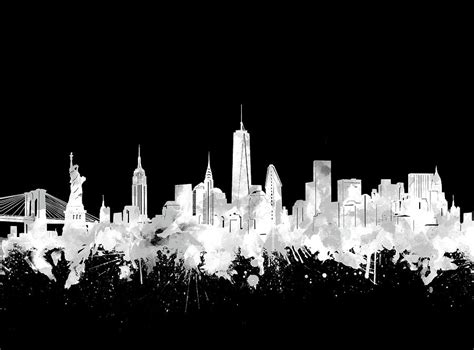 New York Skyline Black And White 2 Digital Art by Bekim M - Pixels