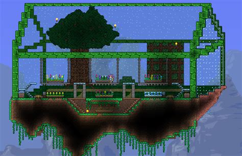 My first "serious" build - A greenhouse on a floating island. Open to ...