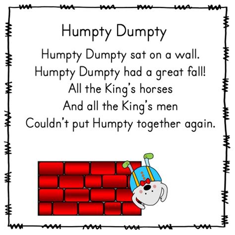 Pocket Chart Poem Humpty Dumpty Nursery Rhyme | Made By Teachers