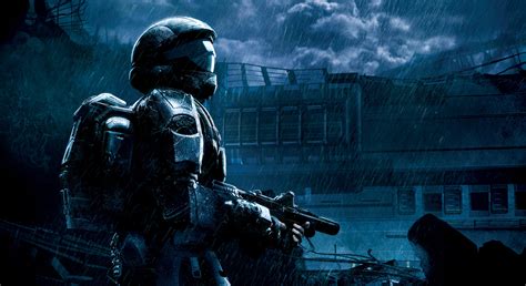 Download Halo Rain Night Military Gun Video Game Halo 3: ODST Art