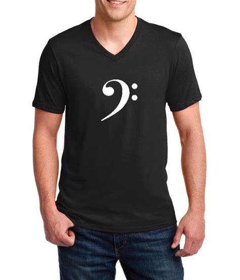 V-neck Bass Clef T-shirt Music Symbol Shirt Tee Musician Jazz Rock Band ...