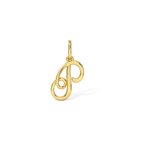 Alphabet P Cursive Gold Charm | Rich Alphabet Pendants | CaratLane