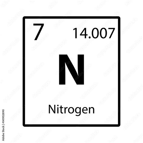 Nitrogen periodic table element icon on white background vector Stock ...