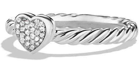 Lyst - David Yurman Cable Collectibles Heart Ring With Diamonds in Metallic