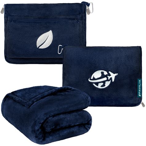 PAVILIA Travel Blanket and Pillow Set, Airplane Blanket Compact 2-in-1 ...