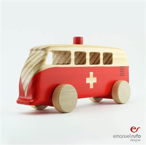 Wooden ambulance toy, Handmade Gift, CL 27, Ambulance Toy Car