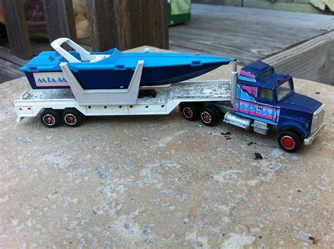 Circa late 80's "hotwheel/matchbox" semi truck w/offshore boat ...