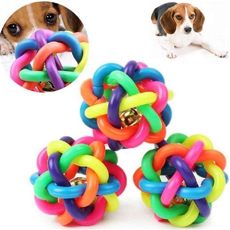 Adarl Bell Toy Chewing Ball Colorful Knitting Balls Rubber Round Ball ...