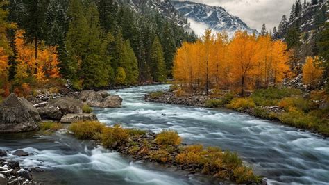 Snow Covered Mountain And River During Fall HD Nature Wallpapers | HD ...