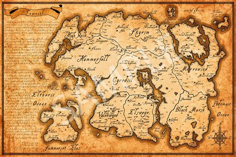 Best Print Store - Elder Scrolls Map of Tamriel Poster (24x36 inches ...