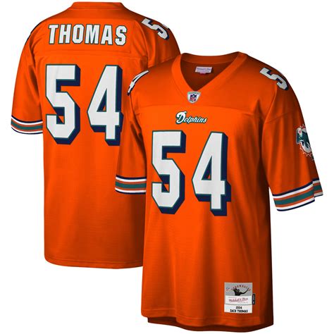 Men's Mitchell & Ness Zach Thomas Orange Miami Dolphins Legacy Replica ...