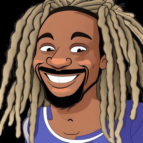 Darkskinned Cartoon Guy with Dreadlocks Smiling · Creative Fabrica