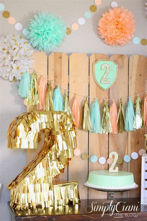 Simply Ciani: Peach, Mint & Gold Farm Fresh Birthday Party | Gold ...