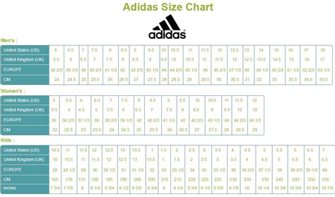 Adidas Size Chart | Shop Men's Sneakers