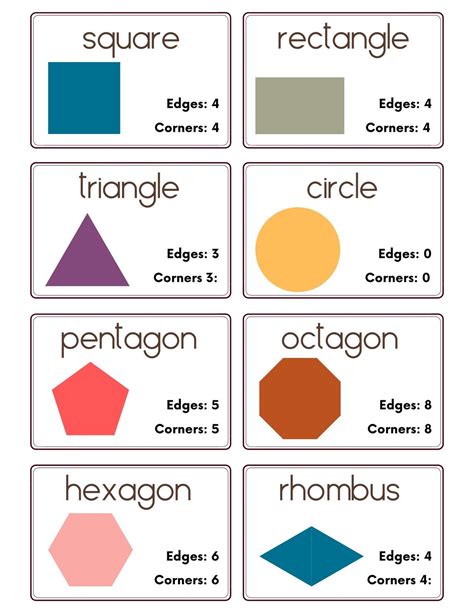 Printable Shapes Flash Cards