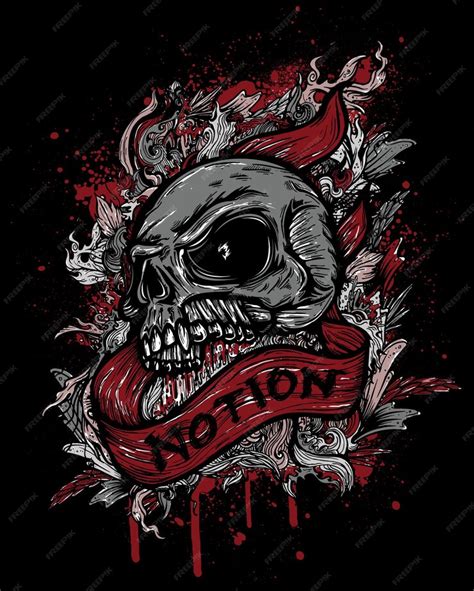 Premium Vector | Skull dark art with hand drawn ornament