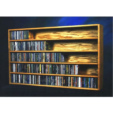 Wood Shed Solid Oak Wall or Shelf Mount CD Rack 590 CD Capacity TWS-503-4