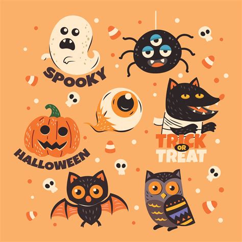 Set of Halloween Monster Sticker 3281559 Vector Art at Vecteezy