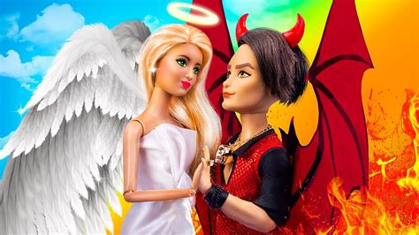 Angel and Demon Love Story / 11 Barbie Doll DIYs - YouTube