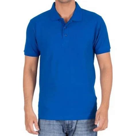 Plain Men's Cotton Royal Blue Collar T Shirt, Polo Neck at Rs 180/pcs ...