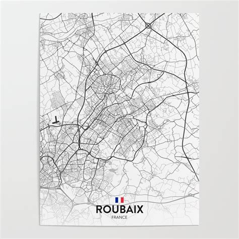 Roubaix, France - Light City Map Poster by IMR Designs | Society6