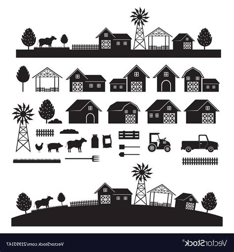 Farm Silhouette Vector at Vectorified.com | Collection of Farm ...