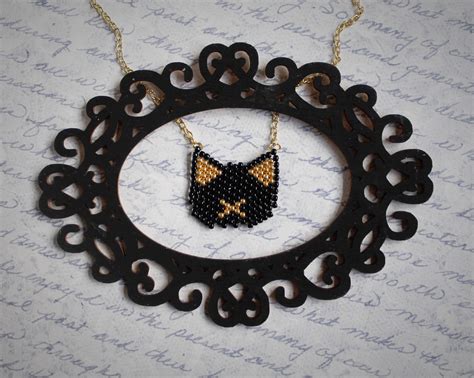 Black Cat Necklace Halloween Necklace Customizable Cat Gift - Etsy