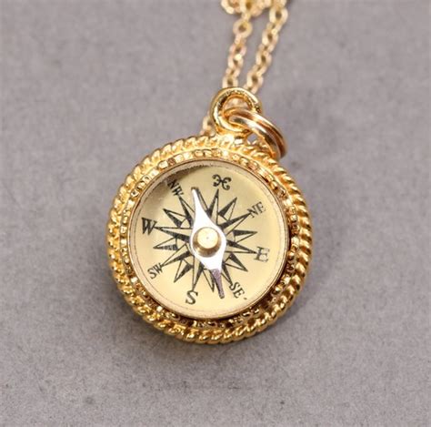 Gold Compass Necklace Working Compass Necklace Mens Compass