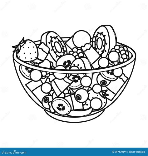 Salad from Various Kinds of Fruit. Fruit Single Icon in Outline Style ...