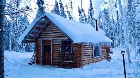 Off Grid Log Cabin After The Snowstorm: -25F Freezing Temps, Lots Of ...