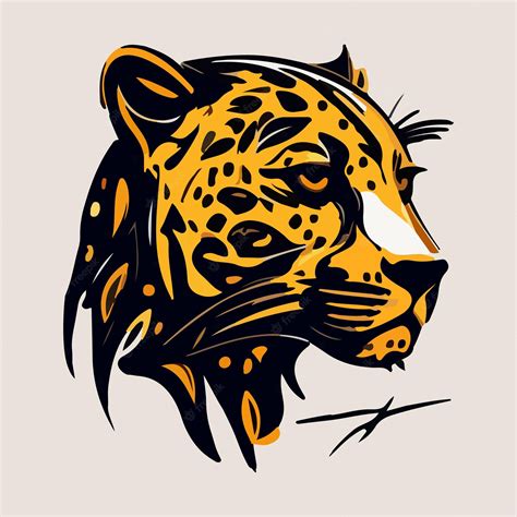 Premium Vector | A drawing of a leopard with a yellow spot on its face