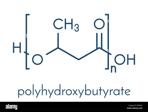 Polyhydroxybutyrate (PHB) biodegradable plastic, chemical structure ...