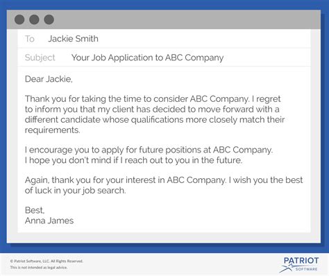 Job Rejection Email