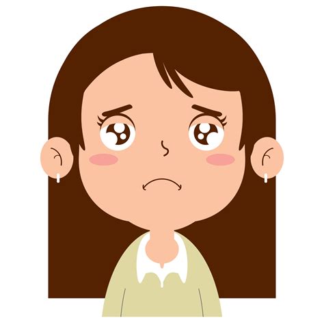 girl sad face cartoon cute 14429143 PNG