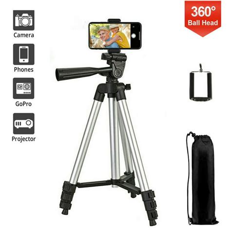 Professional Camera Tripod Stand Mount + Phone Holder for Cell Phone ...