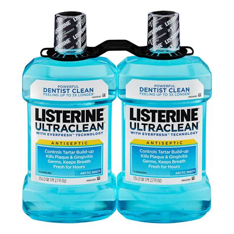 The Listerine Ultraclean Arctic Mint Antiseptic Mouthwash (1.5L, 2pk ...