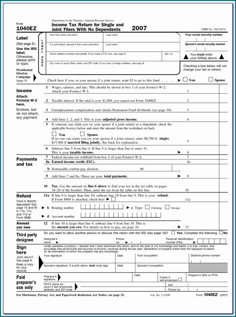 Federal Printable Tax Forms - Printable Forms Free Online