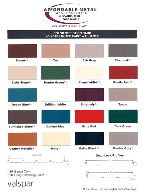 Metal Roof Color Chart