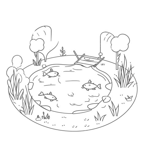 Fish Pond Clipart Black And White Fish