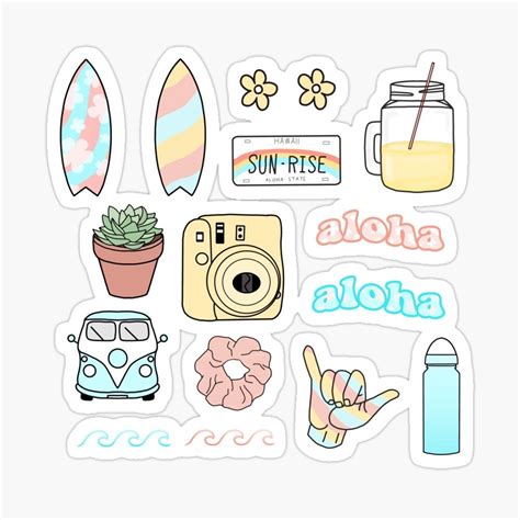 'Hawaii pack' Glossy Sticker by Pastel-PaletteD | Cool stickers, Print ...